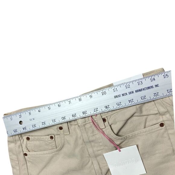 B SIDES Jeans WMNS 28 x 26” Beige Relaxed‎ Lasso Wide Leg USA Button Fly $425 - Picture 5 of 13